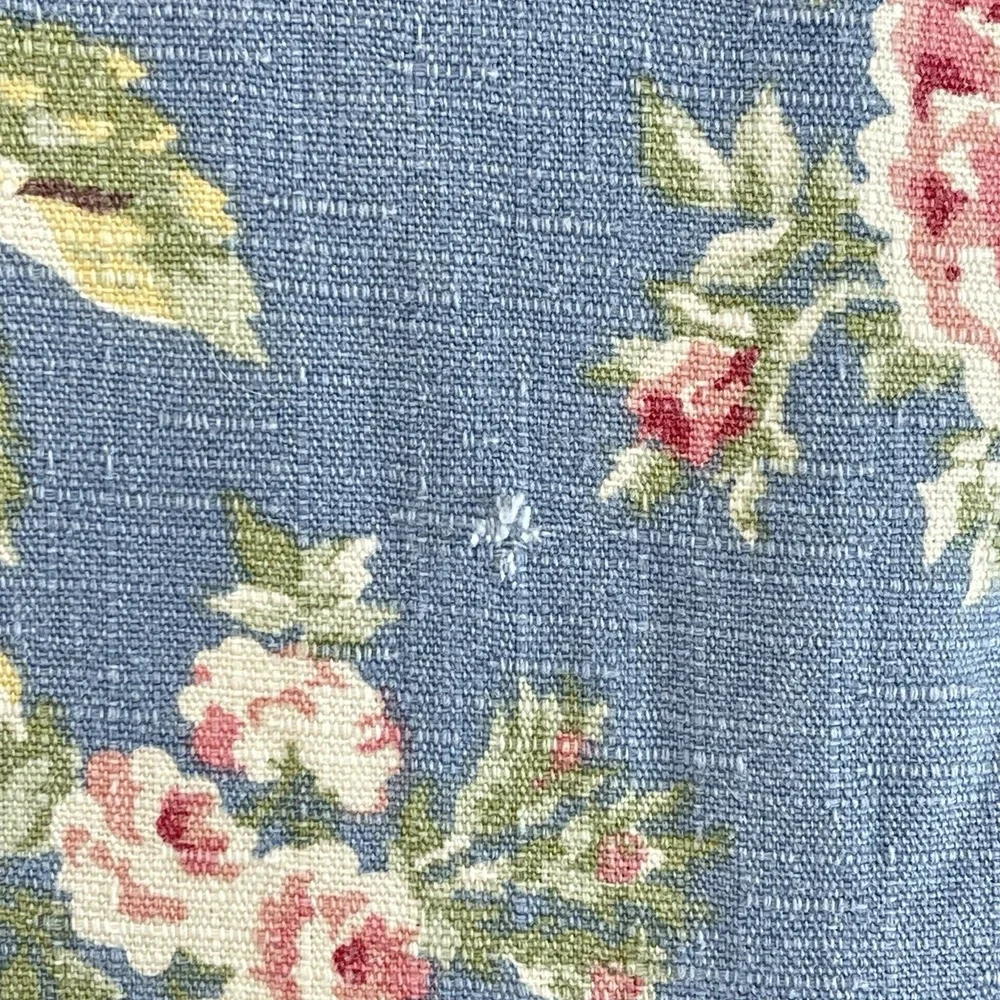 VTG 90s Eddie Bauer Home King Duvet & 2 King Shams Blue Cabbage Rose Cotton